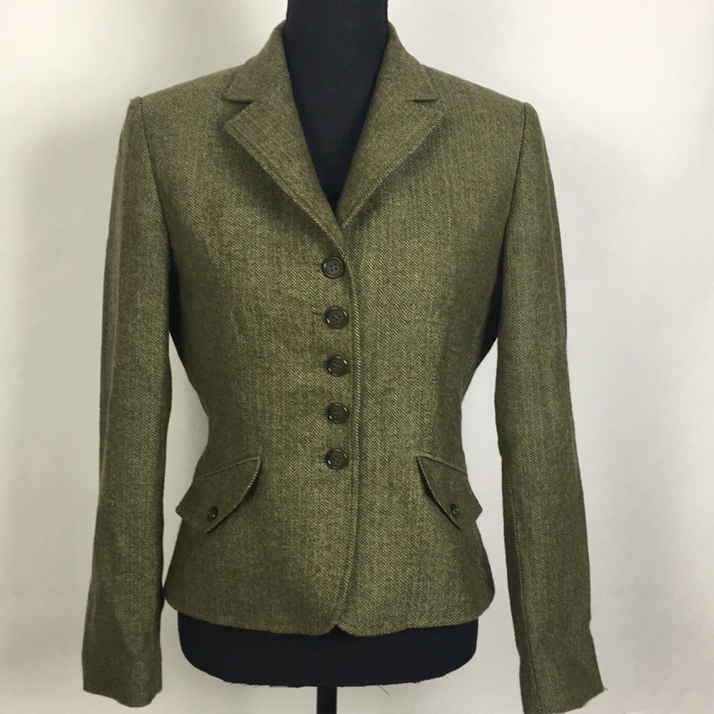 TAHARI Arthur S Levine Woman’s Blazer Green Tweed